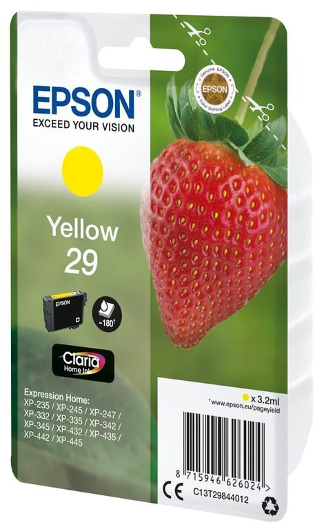 Epson Strawberry Singlepack Yellow 29 Claria Home Ink Epson