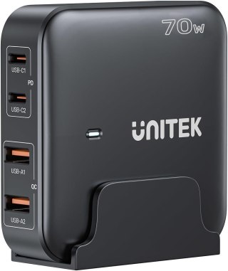 Unitek Ładowarka biurkowa GaN 70W 2xUSB-A 2xUSB-C UNITEK