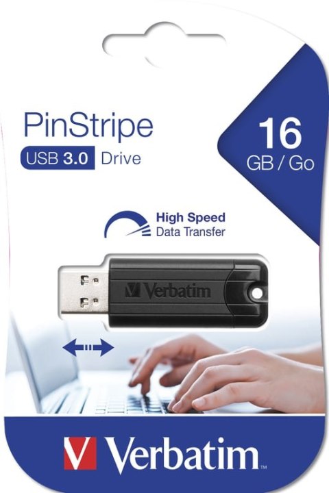 Verbatim PinStripe pamięć USB 16 GB USB Typu-A 3.2 Gen 1 (3.1 Gen 1) Czarny Verbatim