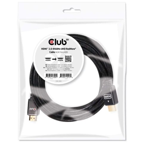 CLUB3D HDMI 2.0 4K60Hz RedMere cable 15m/49.2ft CLUB3D