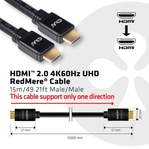 CLUB3D HDMI 2.0 4K60Hz RedMere cable 15m/49.2ft CLUB3D