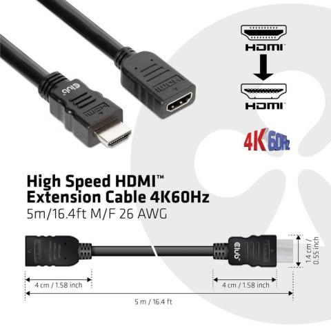 CLUB3D CAC-1325 kabel HDMI 5 m HDMI Typu A (Standard) Czarny CLUB3D