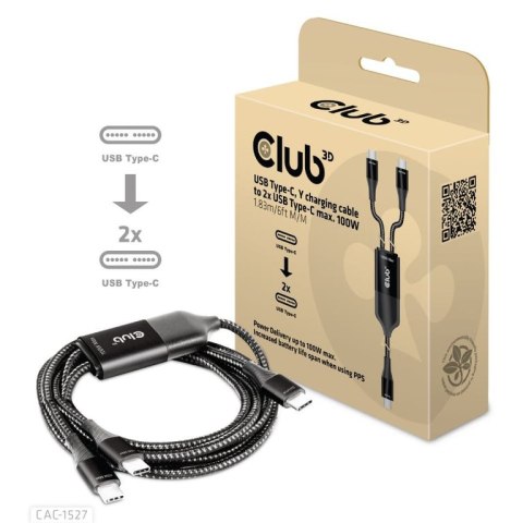 CLUB3D CAC-1527 kabel USB 1,83 m USB C 2 x USB C Czarny CLUB3D