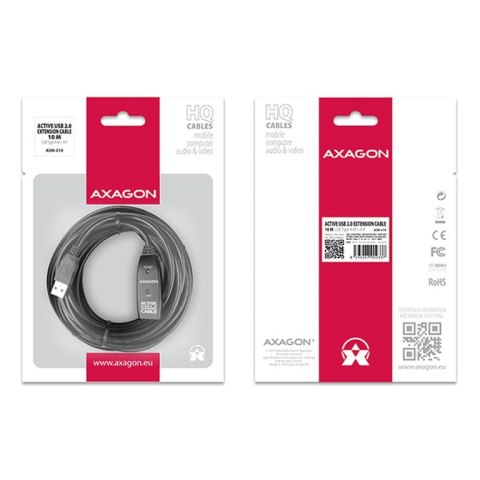 Axagon ADR-210 kabel USB 10 m USB 2.0 USB A Czarny Axagon