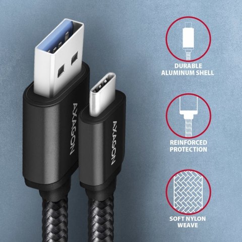 Axagon BUCM3-AM20AB kabel USB USB 3.2 Gen 1 (3.1 Gen 1) 2 m USB C USB A Czarny Axagon