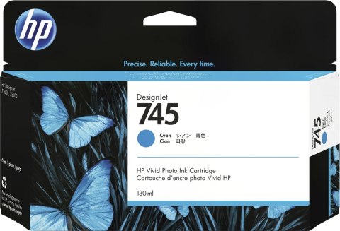 HP 745 130-ml DesignJet Cyan Ink Cartridge HP