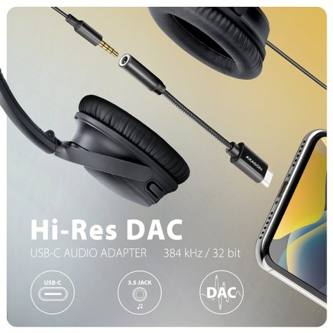 Axagon ADA-HC kabel audio 0,1 m 3.5mm USB Type-C Czarny Axagon