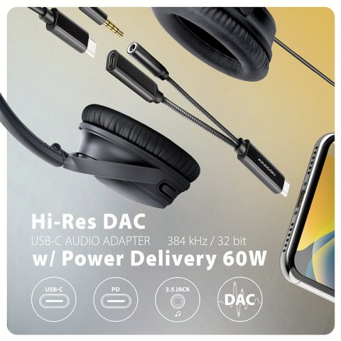 Axagon ADA-HCPD kabel audio 0,1 m USB-C, 3.5 mm USB-C Czarny Axagon