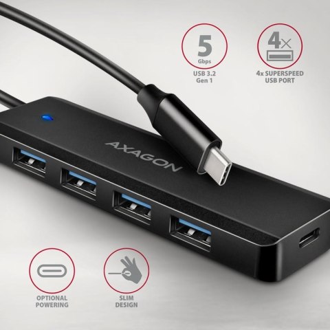 Axagon HUE-C1C huby i koncentratory USB 3.2 Gen 1 (3.1 Gen 1) Type-C 5000 Mbit/s Czarny Axagon