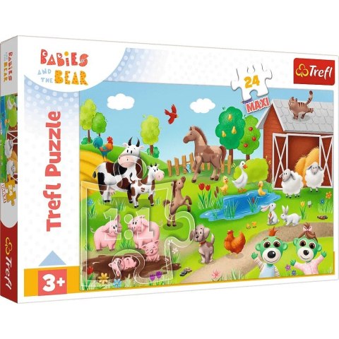 Trefl Puzzle 24 elementy Maxi Bobaski i Miś, Bobaski i zwierzęta