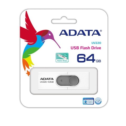 ADATA UV220 pamięć USB 64 GB USB Typu-A 2.0 Szary, Biały ADATA