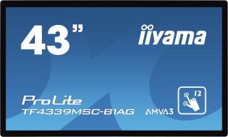 Iiyama ProLite TF4339MSC-B1AG monitor komputerowy 109,2 cm (43") 1920 x 1080 px Full HD LED Ekran dotykowy Przeznaczony dla wiel Iiyama