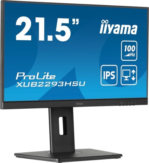 Iiyama ProLite XUB2293HSU-B6 monitor komputerowy 54,6 cm (21.5") 1920 x 1080 px Full HD LED Czarny Iiyama