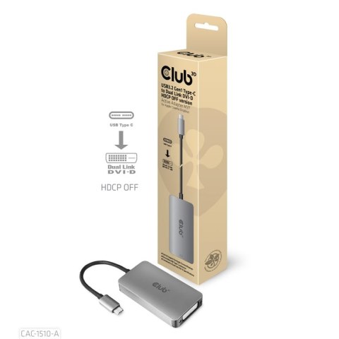 CLUB3D CAC-1510-A adapter kablowy 0,25 m USB Type-C DVI Szary CLUB3D