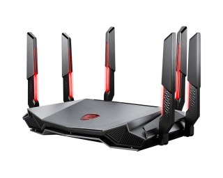 MSI RADIX AXE6600 WIFI 6E TRI-BAND router bezprzewodowy Gigabit Ethernet Dual-band (2.4 GHz/5 GHz) Czarny, Czerwony MSI