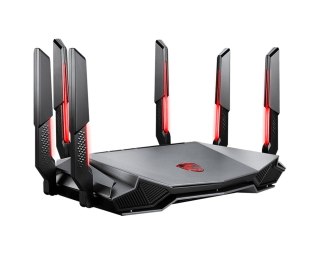 MSI RADIX AXE6600 WIFI 6E TRI-BAND router bezprzewodowy Gigabit Ethernet Dual-band (2.4 GHz/5 GHz) Czarny, Czerwony MSI