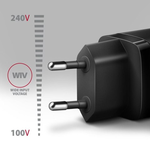 Axagon ACU-PQ30 Ladegerät QC3.0, 4.0/AFC/FCP/PPS/Apple+ PD USB-C, 30W - schwarz - Kompaktes Ladegerät - 1x USB-C und 1x USB-A Te Axagon