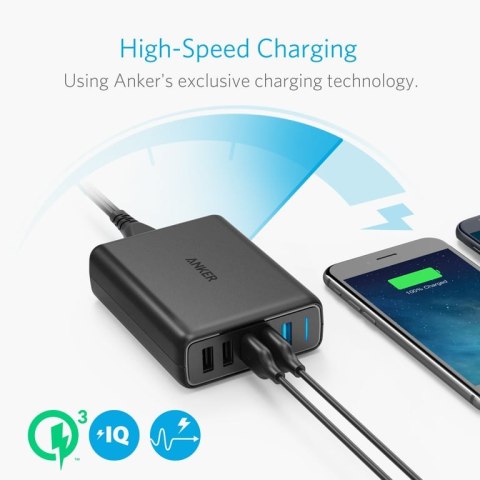 Anker PowerPort Speed 5 Uniwersalne Czarny Prąd przemienny Wewnętrzna Anker