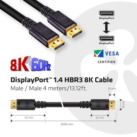 CLUB3D DisplayPort 1.4 HBR3 8K Cable M/M 4m /13.12ft CLUB3D