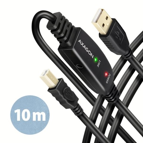 Axagon ADR-210B USB 2.0 A-M -> B-M active connecting/repeater cable 10m - Kabel - Digital/Daten kabel USB USB A USB B Czarny Axagon