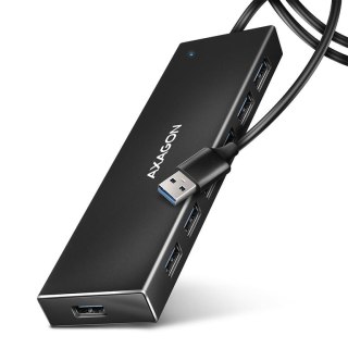 Axagon HUE-F7A 7x USB 3.2 Gen 1 ALU FLAT hub micro power IN 1m USB-A USB 3.2 Gen 1 (3.1 Gen 1) Type-A 5000 Mbit/s Czarny Axagon