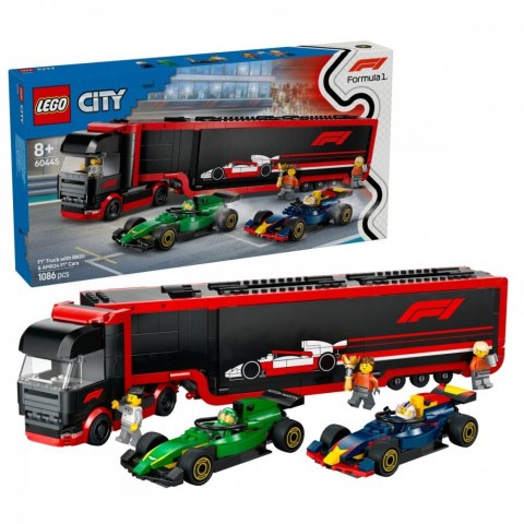 LEGO Klocki City 60445 F1 Ciężarówka z bolidami RB20 i AMR24 F1