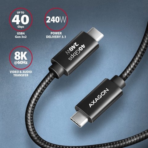 Axagon BUCM4X-CM10AB kabel USB USB4 Gen 3x2 1 m USB C Czarny Axagon