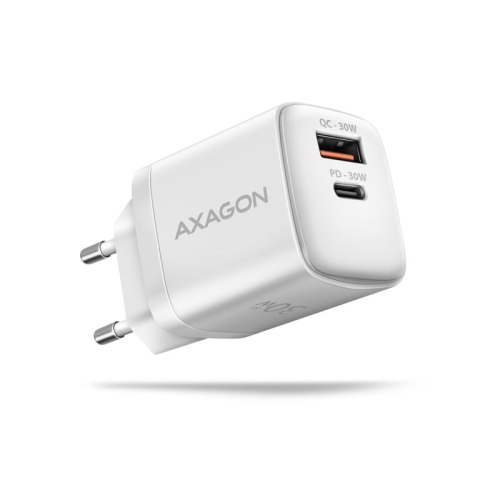 Axagon ACU-PQ30W Ladegerät QC3.0.4.0/AFC/FCP/PPS/Apple+ PD USB-C 30W - weiß - USB Typ C Telefon komórkowy, Smartfon, Smartwatch, Axagon