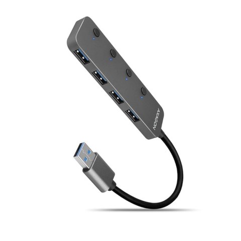 Axagon HUE-MSA Superspeed USB-A Switch Hub 4x USB 3.0 aktiv - 20cm schwarz USB 3.2 Gen 1 (3.1 Gen 1) Type-A 5000 Mbit/s Szary Axagon