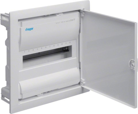 Rozdzielnica podtynkowa z drzwiami metalowymi, 1 rząd, 12 modułów, IP30, HAGER Volta VU12NE HAGER
