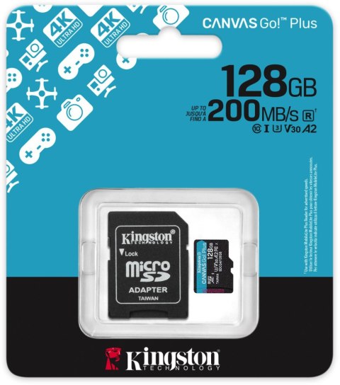 Karta pamięci microSD 128GB Kingston CanvasGo! Plus 200MB/s A2 U3 V30 + adapter KINGSTON