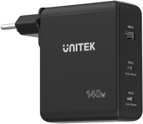 Ładowarka sieciowa Unitek 140W GaN (2x USB-C, USB-A) UNITEK