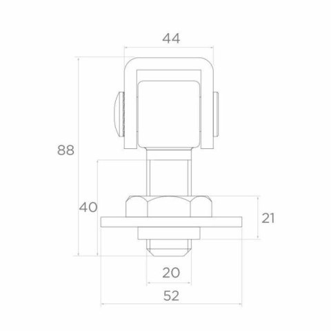Zawias PSG 61.013.01 do wspawania - gwint M20 (regulowany, ucho ocynkowane) PSG