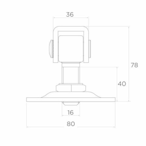 Zawias PSG 61.018.01 z szyldem 80x80x3mm - gwint M16 (regulowany, ucho ocynkowane) PSG