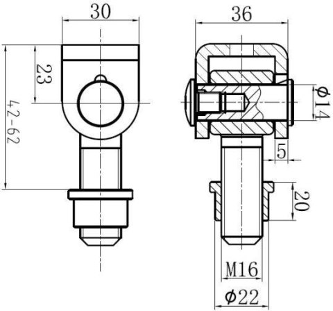 Zawias PSG 61.001.01 do wspawania - gwint M16 (ucho ocynkowane) PSG