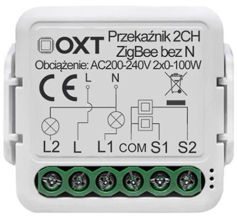 Moduł OXT mini przekaźnik 2 obw. bez N ZigBee TUYA T272 OXT