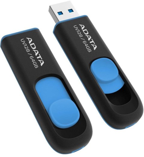 Adata Pendrive UV128 64GB USB 3.2 Gen1 czarno - niebieski ADATA