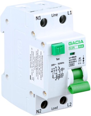 Wył. róż. z członem nadprądowym B16A,30mA,1P+N typ AC GACIA SL6N 1P+N B16A 30MA,AC GACIA
