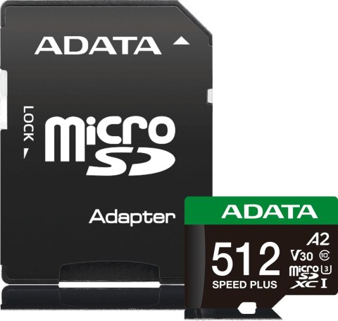 Adata Karta pamięci microSD Speed Plus 512GB UHS1 U3 V30 A2 180/160 MB/s ADATA