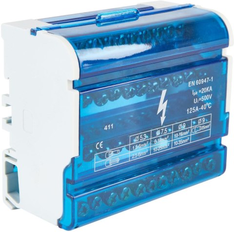 Blok rozdzielczy 4 pola 11 otworów VCX VCX