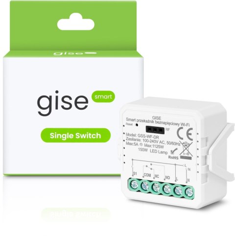 GISE Smart Pojedynczy moduł przekaźnikowy bezpotencjałowy WiFi | Tuya | GSS-WF-DR GISE