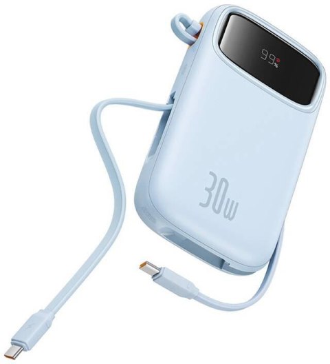 Powerbank Baseus QPow 2 10000mAh 30W z 2 wbudowanymi kablami USB-C - niebieski BASEUS