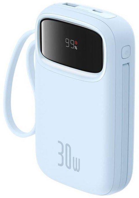 Powerbank Baseus QPow 2 10000mAh 30W z 2 wbudowanymi kablami USB-C - niebieski BASEUS