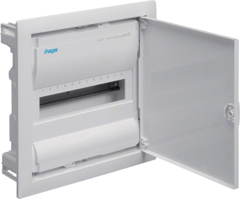 Rozdzielnica podtynkowa z drzwiami metalowymi, 1 rząd, 12 modułów, IP30, QC, HAGER Volta VU12AT HAGER