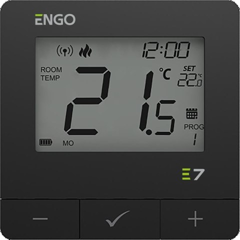 ENGO Controls E7-RFB - Programowany, bezprzewodowy regulator temperatury, czarny ENGO CONTROLS