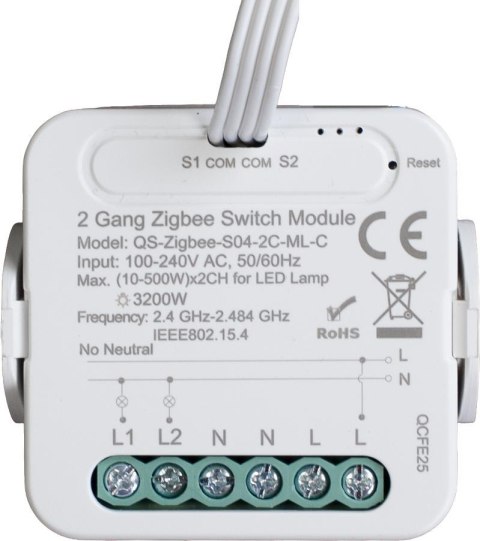 ENGO Controls EL2-WN - Sterownik do oświetlenia, podwójny, 230V bez przewodu neutralnego ENGO CONTROLS