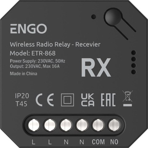 ENGO Controls ETR-868 - Przekaźnik bezprzewodowy EngoLink, sterowany radiowo, 868Mhz, 230V ENGO CONTROLS