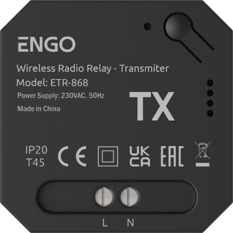 ENGO Controls ETR-868 - Przekaźnik bezprzewodowy EngoLink, sterowany radiowo, 868Mhz, 230V ENGO CONTROLS