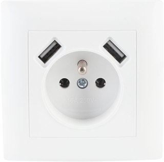 Gniazdo pojedyncze z uziemieniem z USB VCX WESA LC 13A Biały VCX