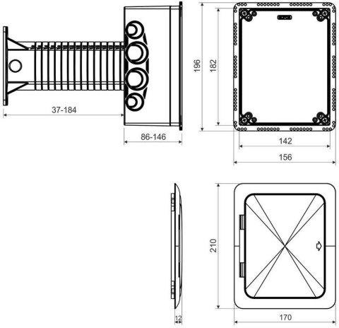 Puszka uniwersalna do dociepleń z tubusem nośnym oraz otwieranym wiekiem Kopos KUZ-VOI_KB KOPOS